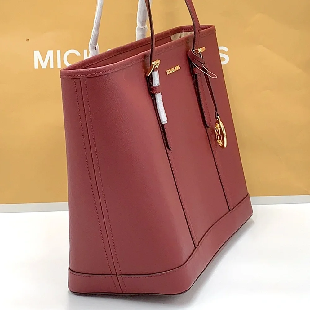 MICHAEL KORS 
Large Top Zip Shoulder Saffiano Leather Tote Bag Dark Cherry - Picture 5 of 15